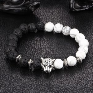 🤍 Handmade 100% Natural Howlite & Lava Stone Gemstone Bracelet Yoga Meditation